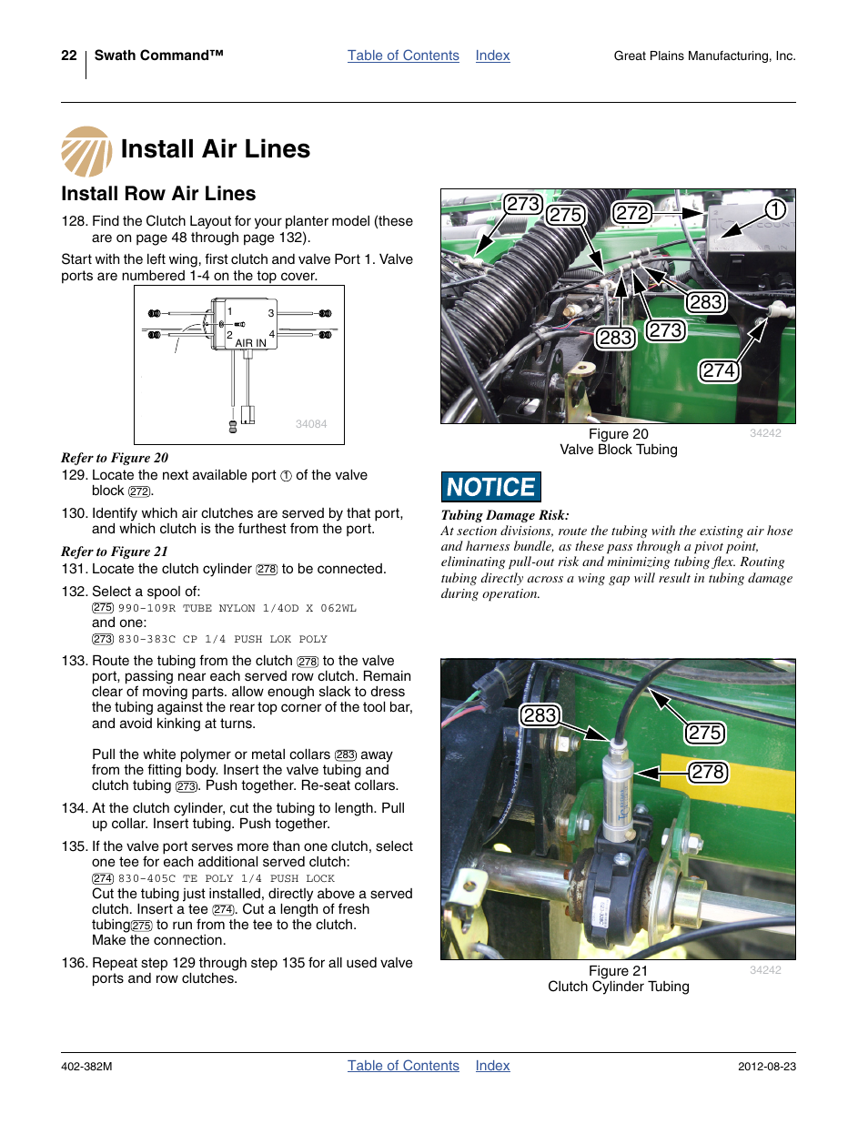 Install air lines, Install row air lines, Install air lines install row air lines | Great Plains Swath Command Section Control User Manual | Page 26 / 142