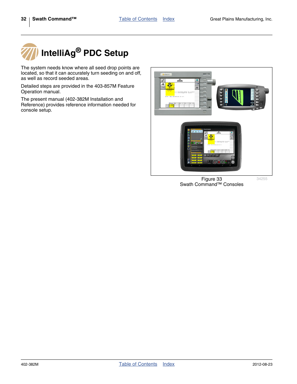 Intelliag® pdc setup, Intelliag, Ue at “ intelliag | Pdc setup | Great Plains Swath Command Section Control User Manual | Page 36 / 142