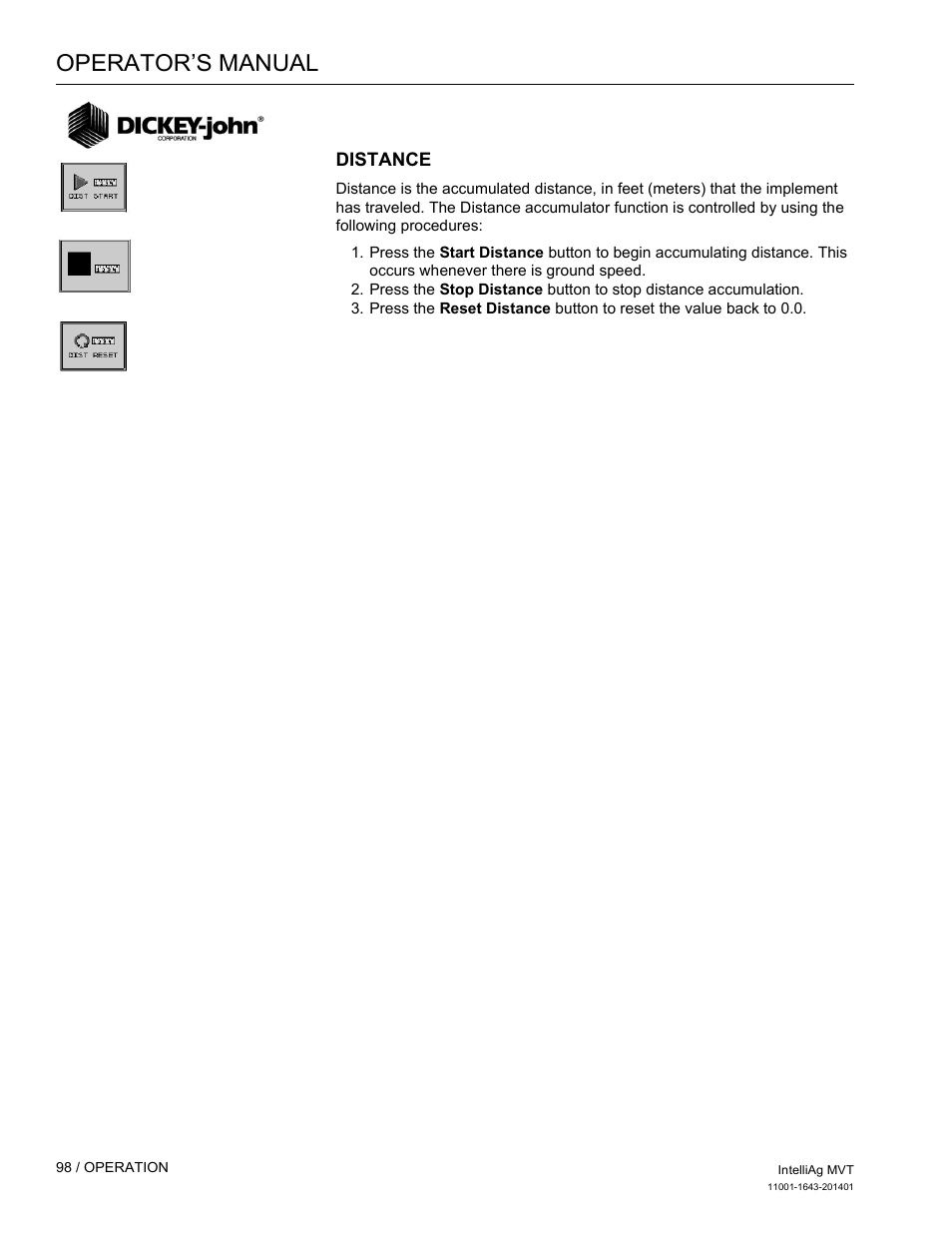 Operator’s manual | Great Plains DICKEY-john MVT Monitor Operator User Manual | Page 107 / 122