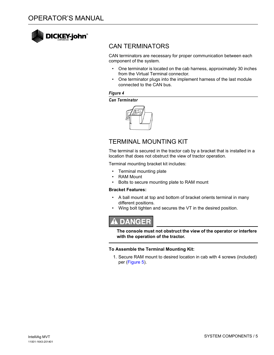 Operator’s manual, Can terminators, Terminal mounting kit | Great Plains DICKEY-john MVT Monitor Operator User Manual | Page 14 / 122