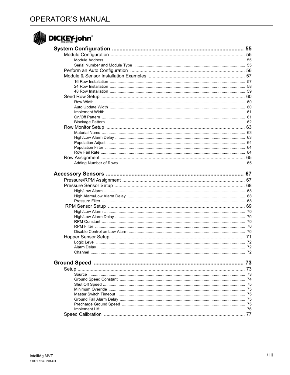 Operator’s manual | Great Plains DICKEY-john MVT Monitor Operator User Manual | Page 4 / 122