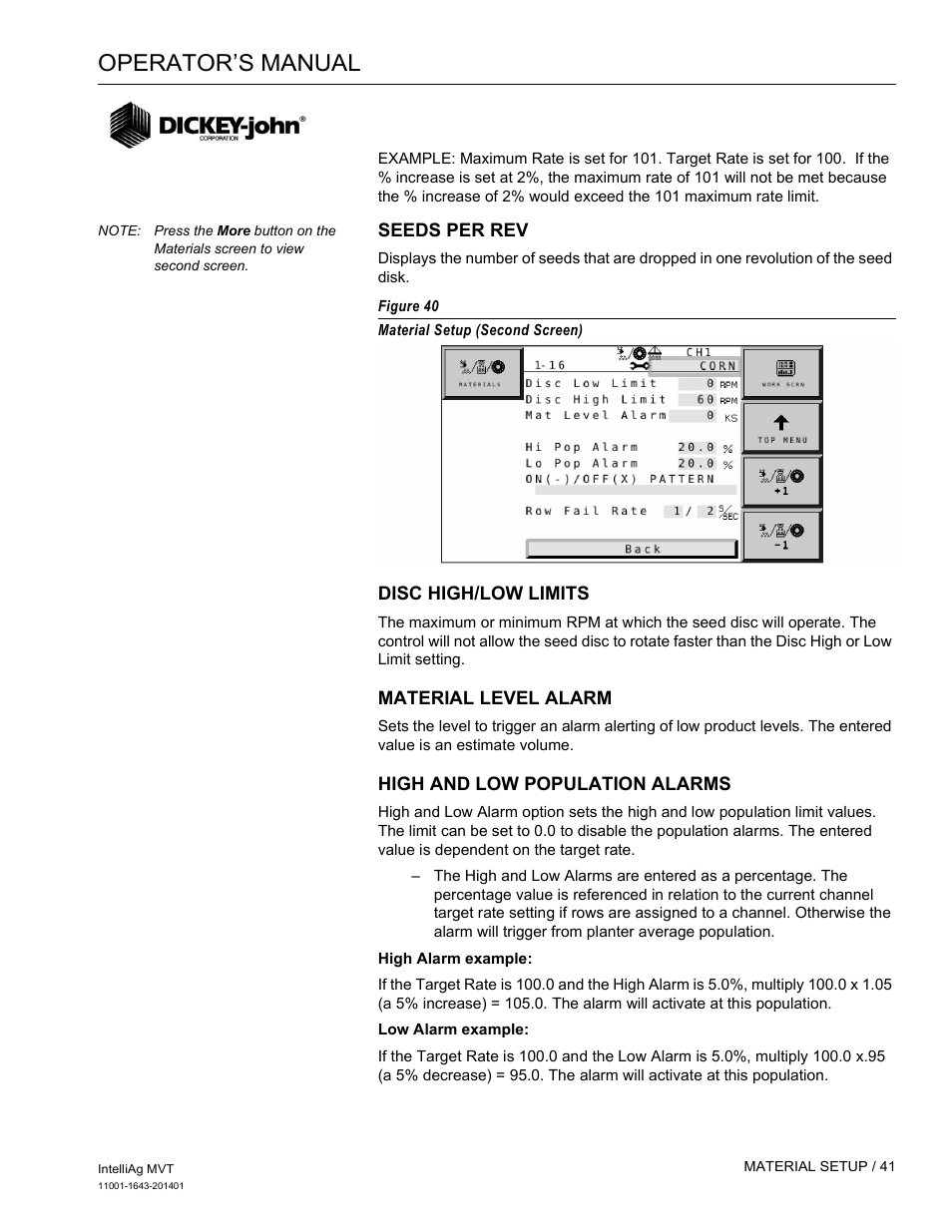Operator’s manual | Great Plains DICKEY-john MVT Monitor Operator User Manual | Page 50 / 122