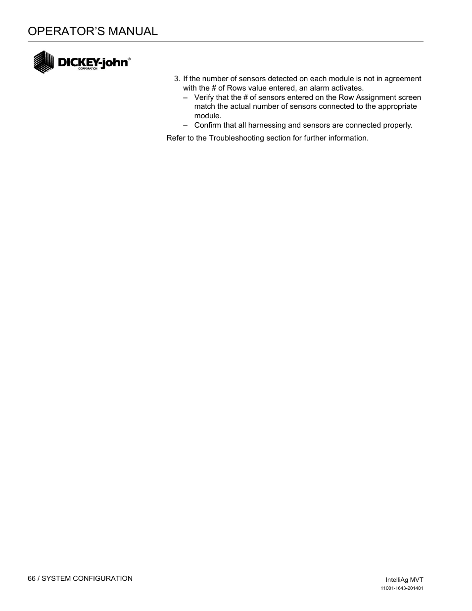 Operator’s manual | Great Plains DICKEY-john MVT Monitor Operator User Manual | Page 75 / 122