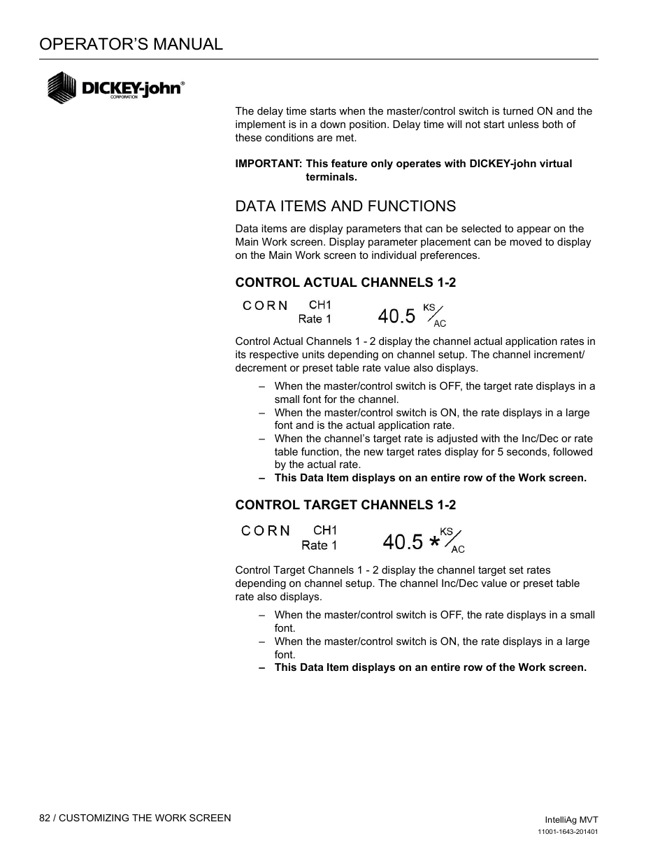 Operator’s manual, Data items and functions | Great Plains DICKEY-john MVT Monitor Operator User Manual | Page 91 / 122