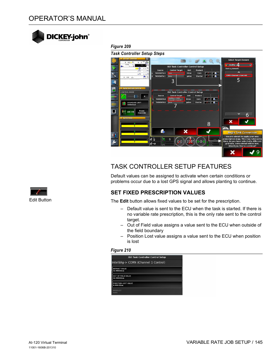 Operator’s manual, Task controller setup features | Great Plains DICKEY-john AI-120 12-inch Virtual Terminal User Manual | Page 153 / 193