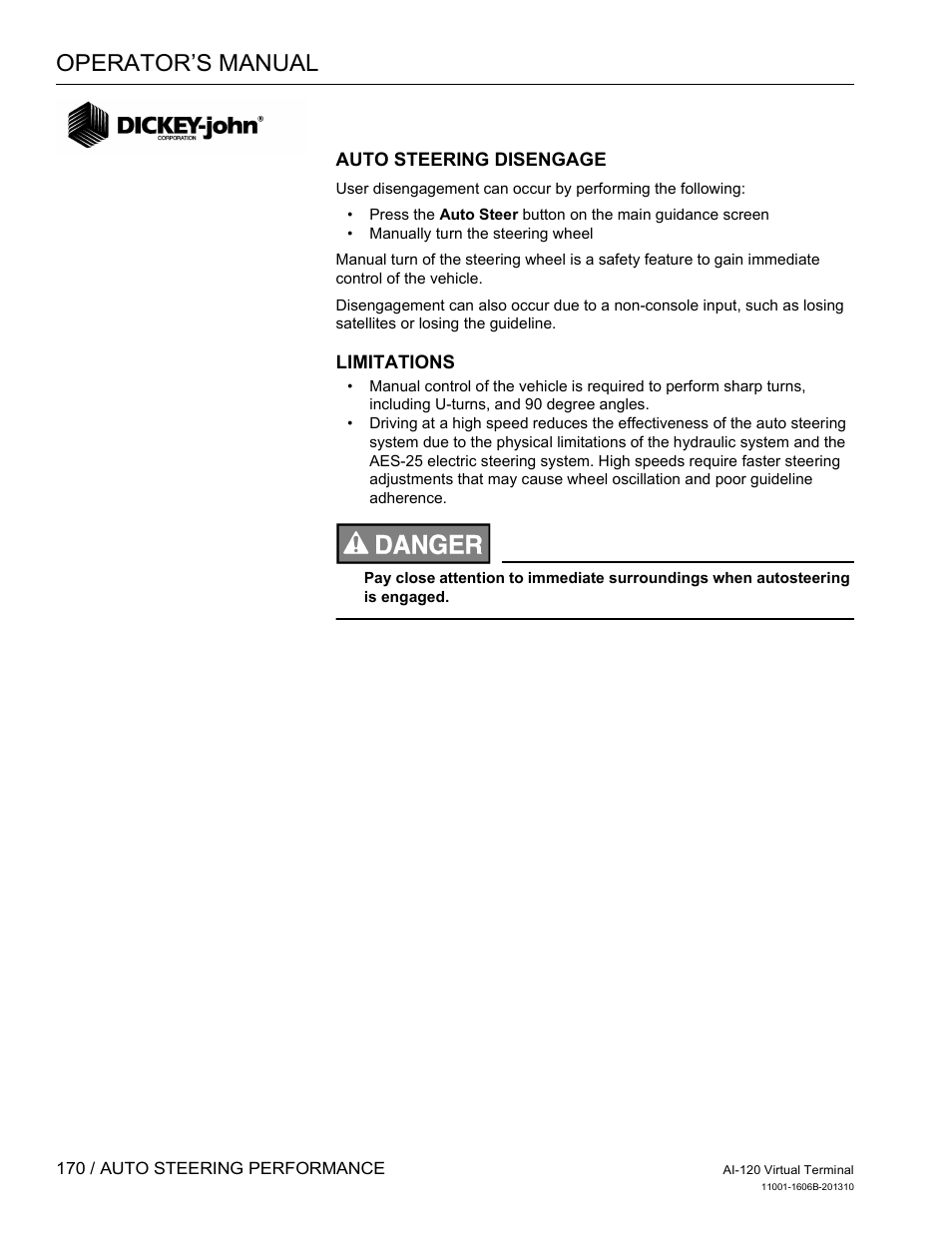 Operator’s manual | Great Plains DICKEY-john AI-120 12-inch Virtual Terminal User Manual | Page 178 / 193
