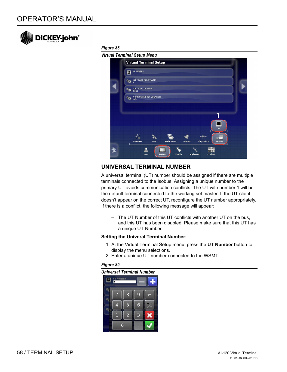Operator’s manual | Great Plains DICKEY-john AI-120 12-inch Virtual Terminal User Manual | Page 66 / 193