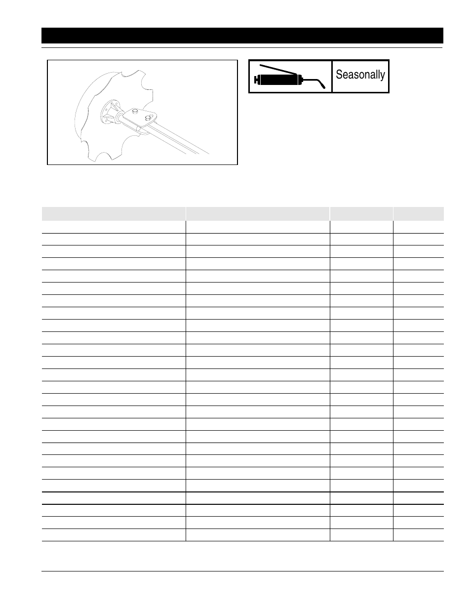 Seasonally, Disk bearings, Maintenance & lubrication record | Great Plains 8030-3P 3-Point Planters User Manual | Page 13 / 26