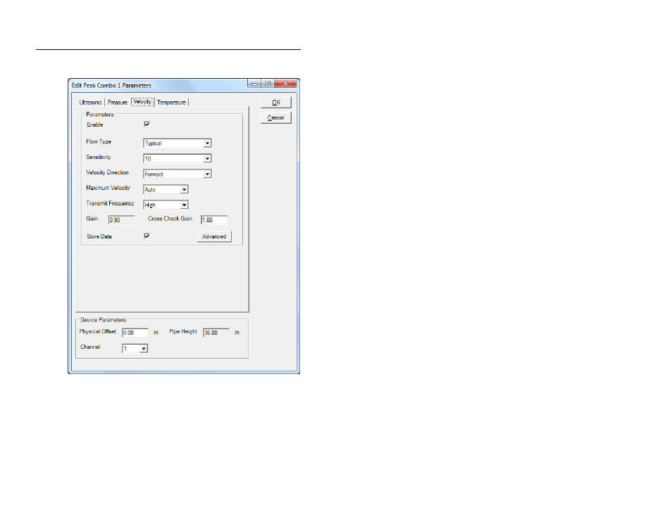 Velocity tab – peak combo | ADS Environmental Services ADS TRITON+ QR 775027 A3 User Manual | Page 208 / 424