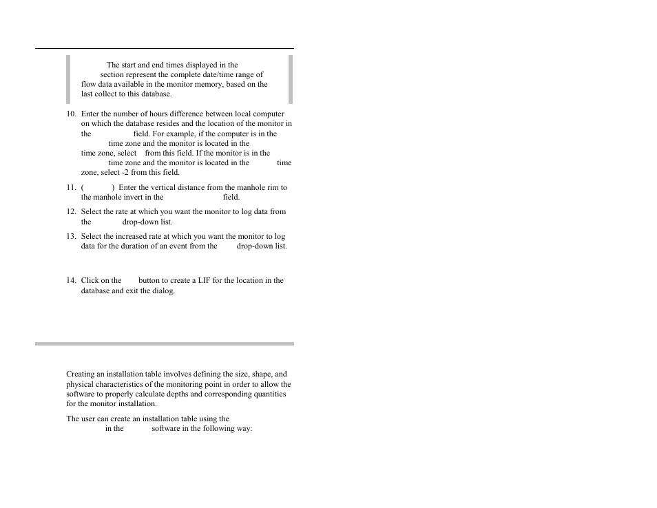 Creating an installation table | ADS Environmental Services FlowShark QR 775003 A2 User Manual | Page 135 / 236