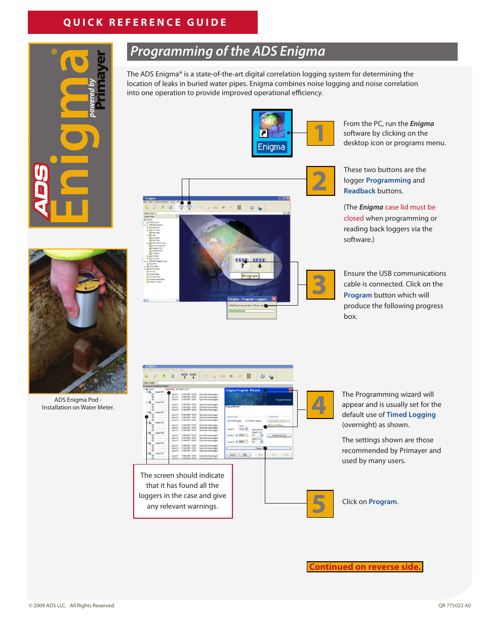 ADS Environmental Services Enigma User Manual | 2 pages