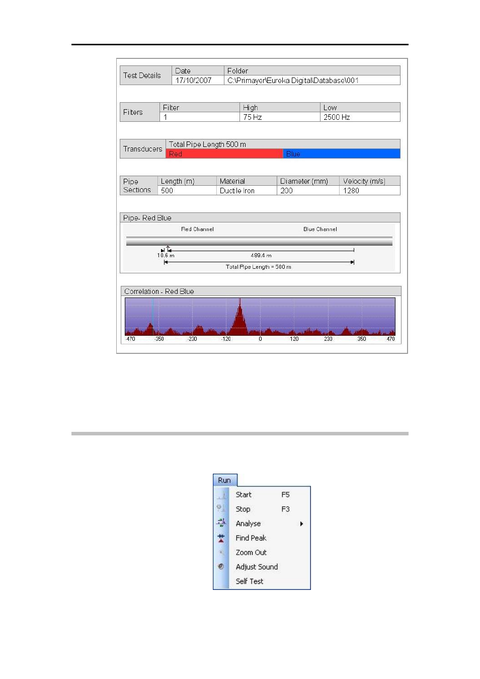 Run menu | ADS Environmental Services Eureka Digital QR 775020 A0 User Manual | Page 31 / 65