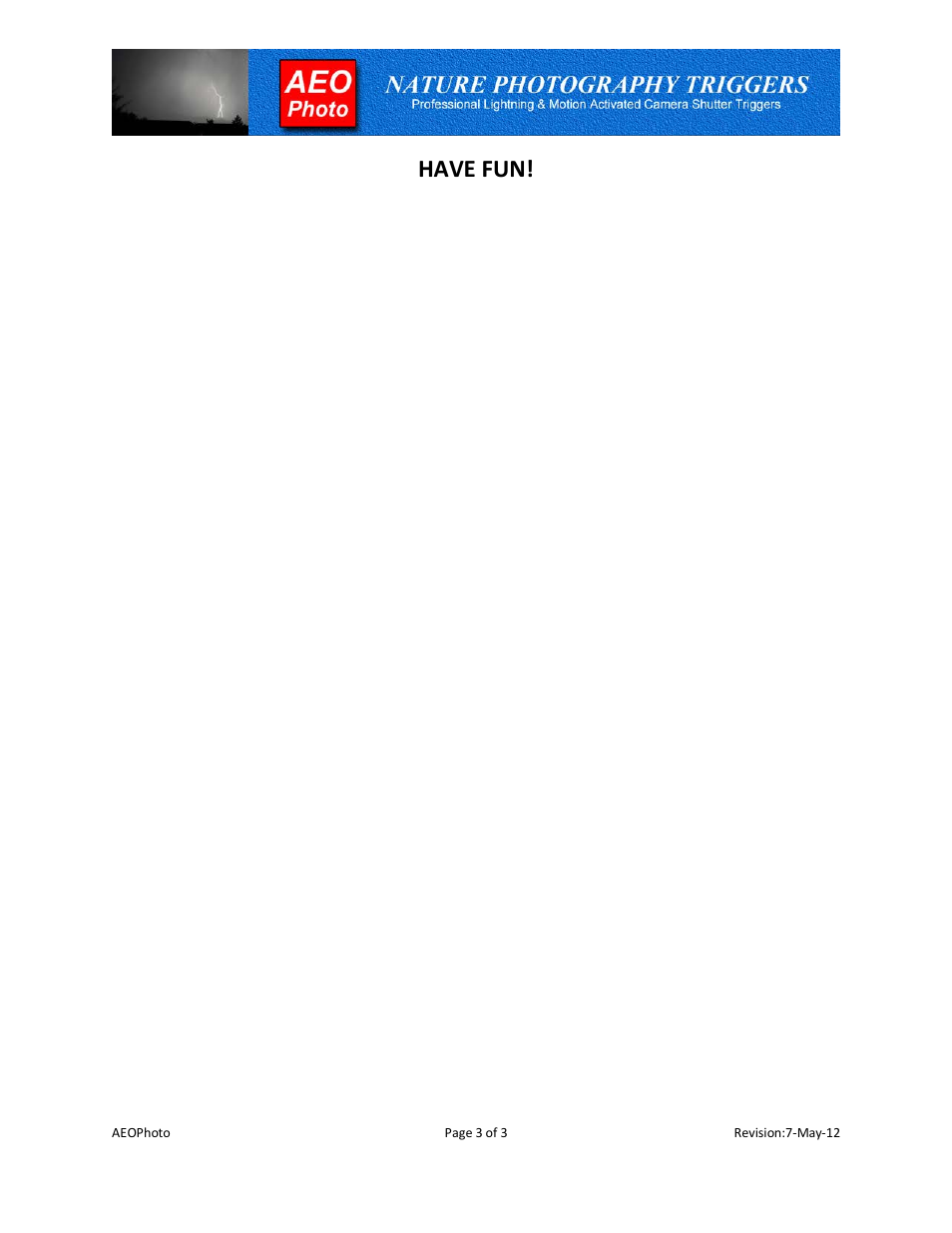 Have fun | AEO Photo Micro MT Pro 3.0 User Manual | Page 3 / 3