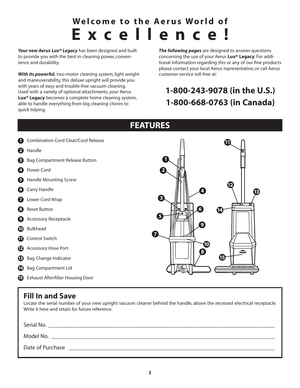 Fill in and save | Aerus Lux Legacy Upright User Manual | Page 3 / 12
