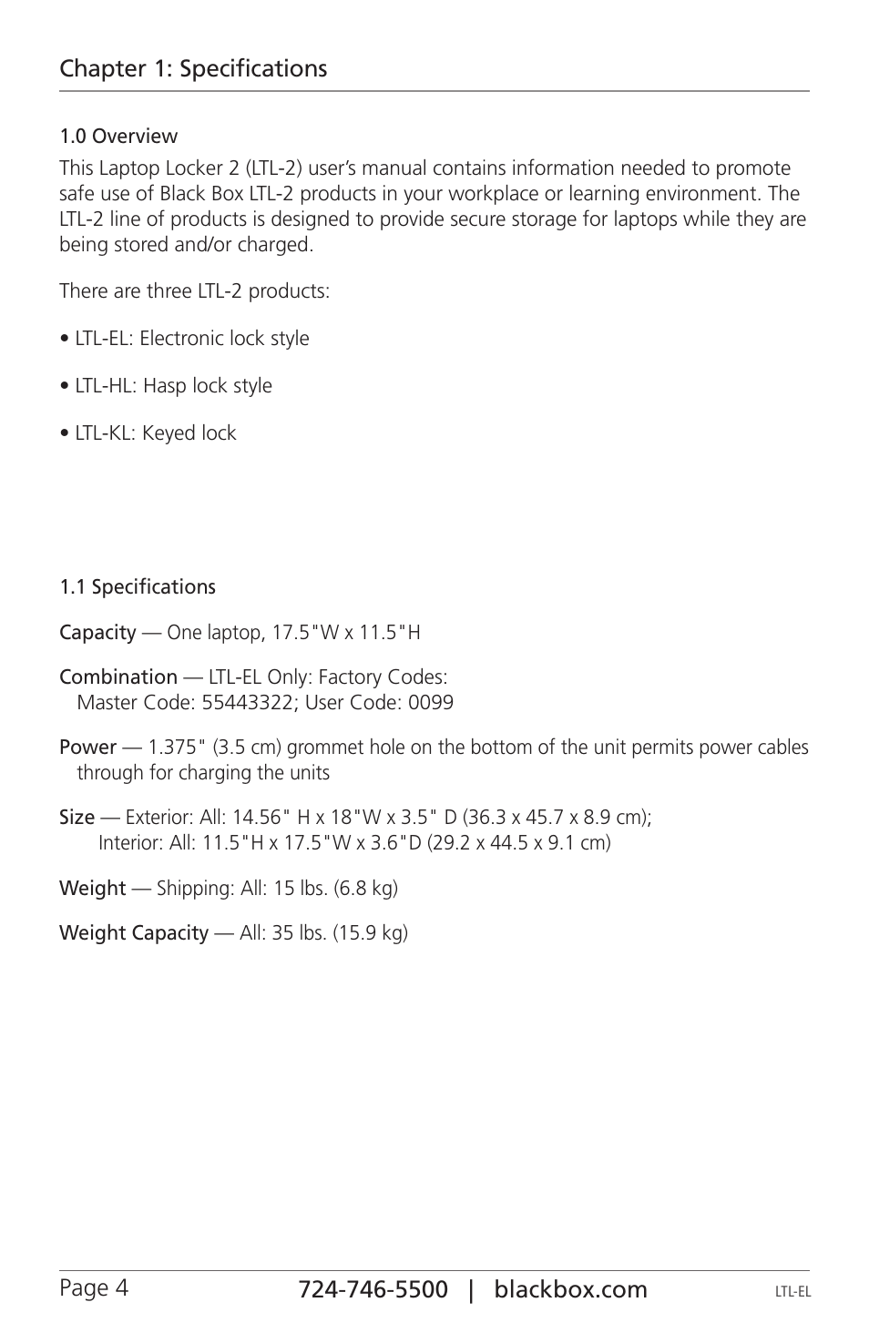 Black Box LTL-EL User Manual | Page 4 / 8