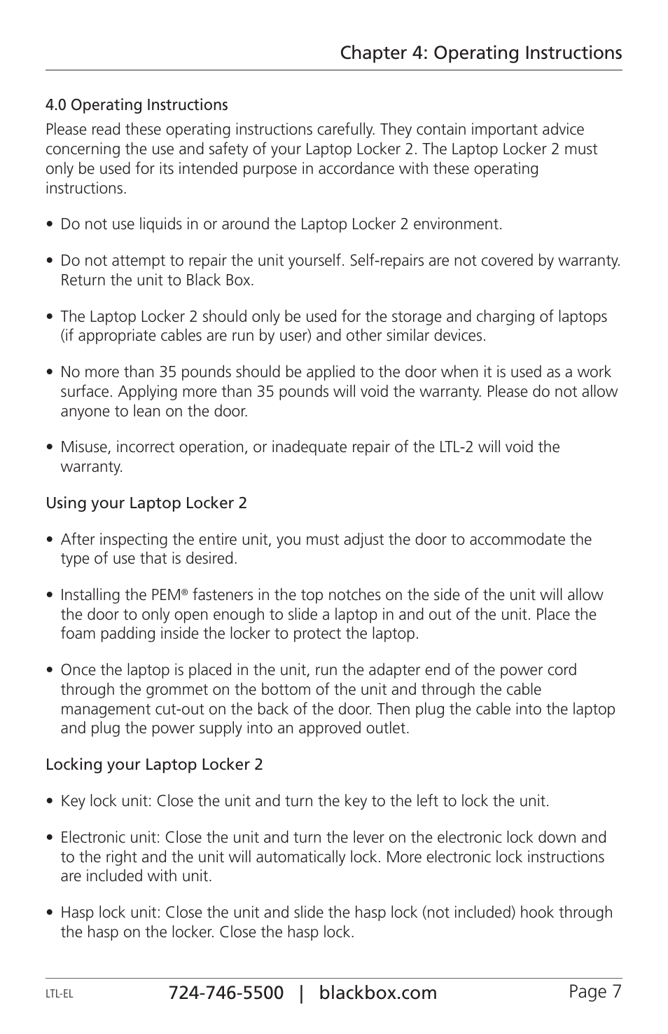 Chapter 4: operating instructions | Black Box LTL-EL User Manual | Page 7 / 8