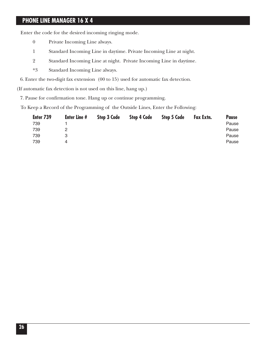 Phone line manager 16 x 4 | Black Box FX160A User Manual | Page 25 / 65