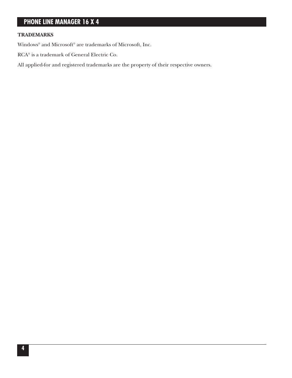 Phone line manager 16 x 4 | Black Box FX160A User Manual | Page 3 / 65