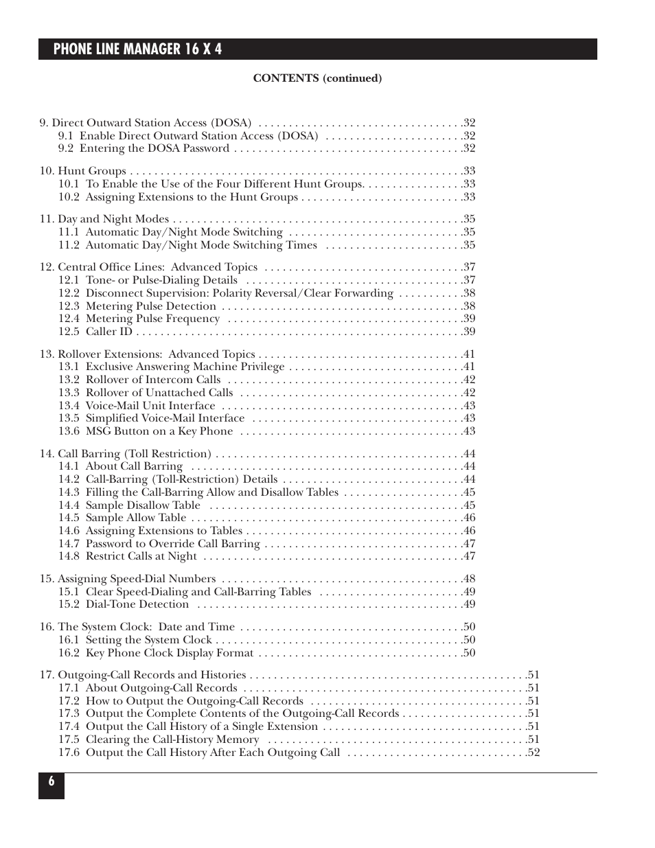 Phone line manager 16 x 4 | Black Box FX160A User Manual | Page 5 / 65