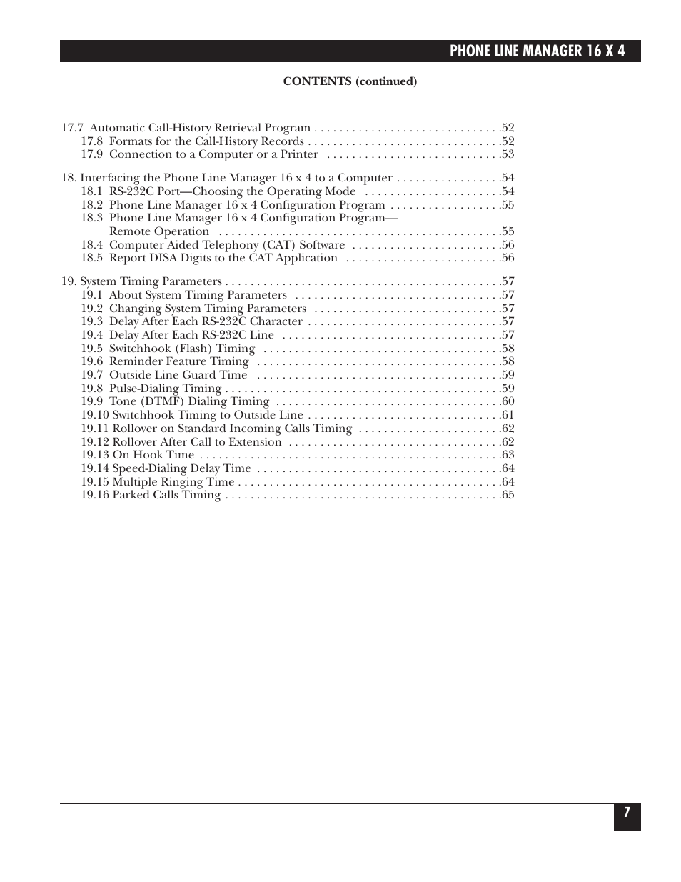 Phone line manager 16 x 4 | Black Box FX160A User Manual | Page 6 / 65