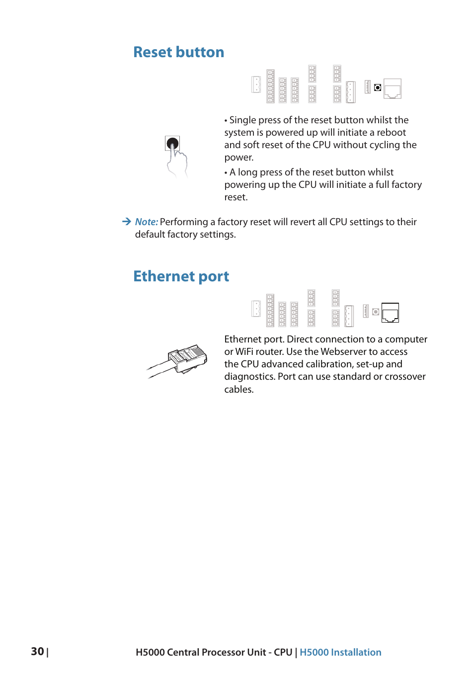 Reset button, Ethernet port | B&G H5000 Analogue Expansion User Manual | Page 30 / 66