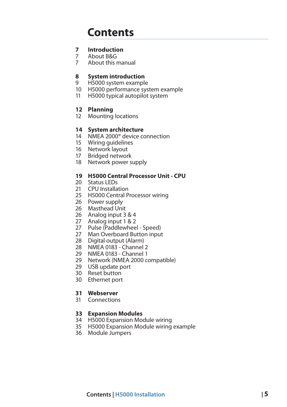 B&G H5000 Analogue Expansion User Manual | Page 5 / 66