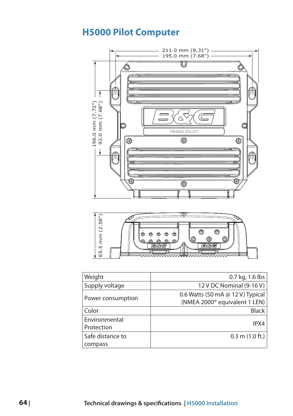 H5000 pilot computer | B&G H5000 Analogue Expansion User Manual | Page 64 / 66