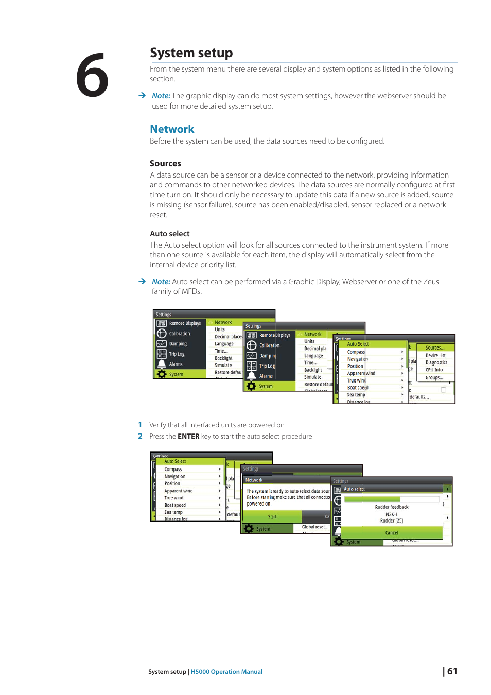 System setup | B&G H5000 Analogue Expansion User Manual | Page 61 / 117