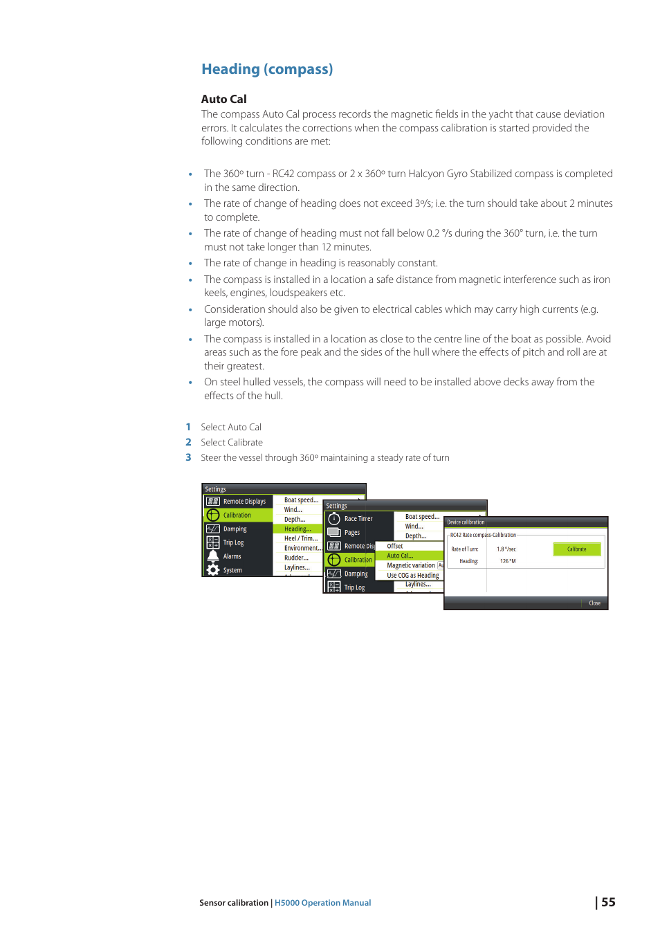 Heading (compass) | B&G H5000 Pilot Computer User Manual | Page 55 / 109
