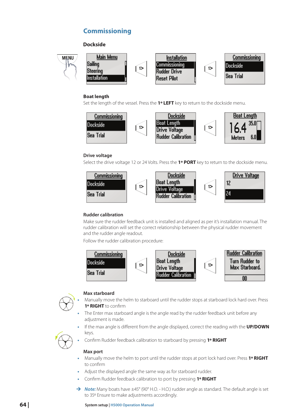 Commissioning | B&G H5000 Pilot Computer User Manual | Page 64 / 109