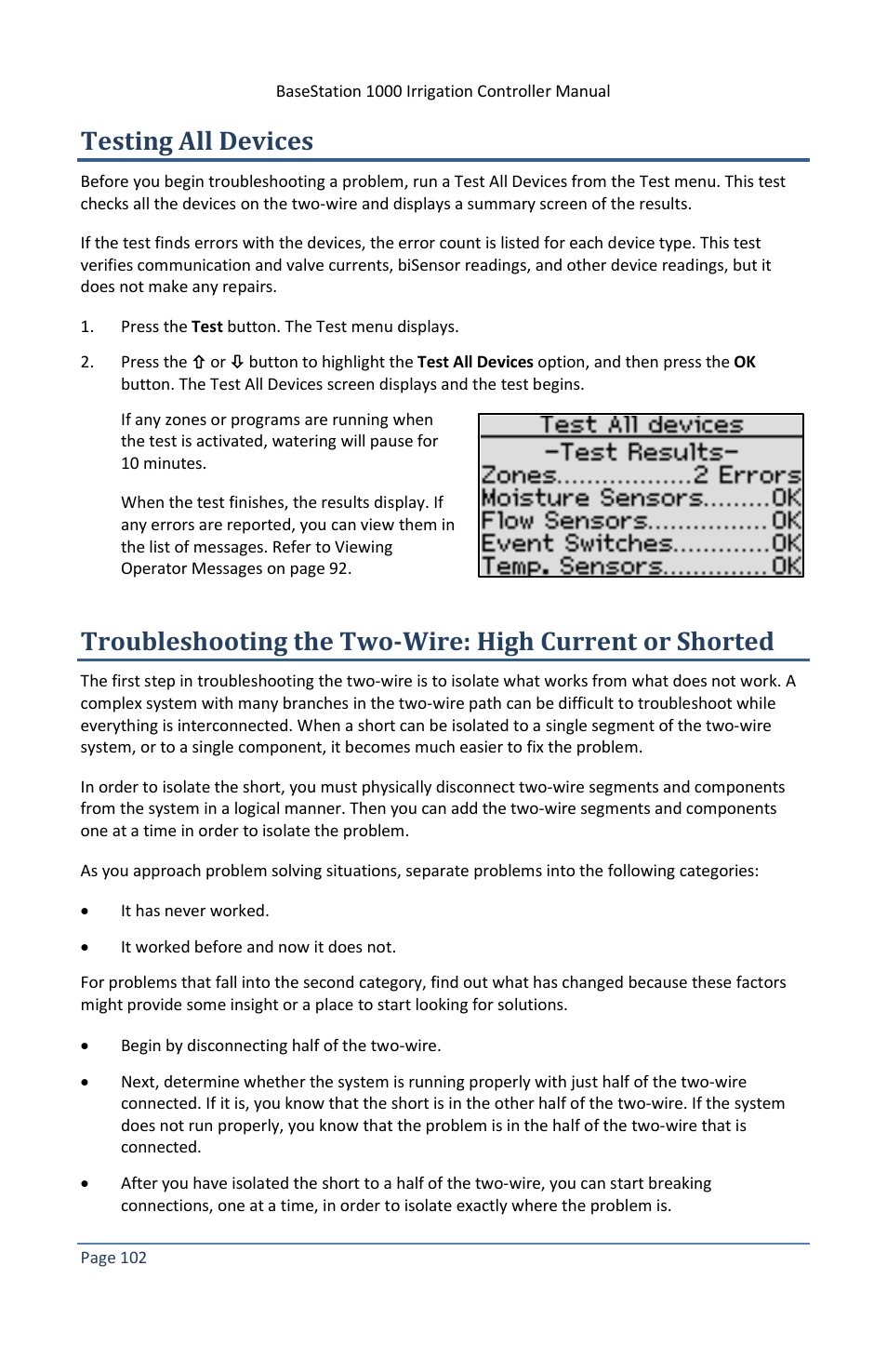 Testing all devices | Baseline Systems BaseStation 1000 User Manual | Page 108 / 122