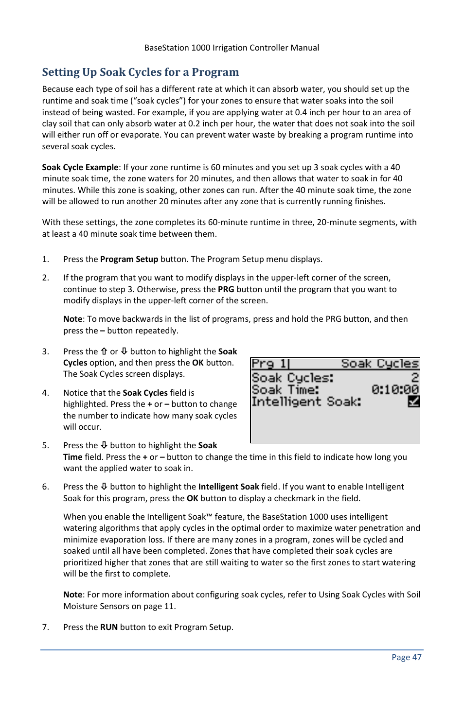 Setting up soak cycles for a program | Baseline Systems BaseStation 1000 User Manual | Page 53 / 122