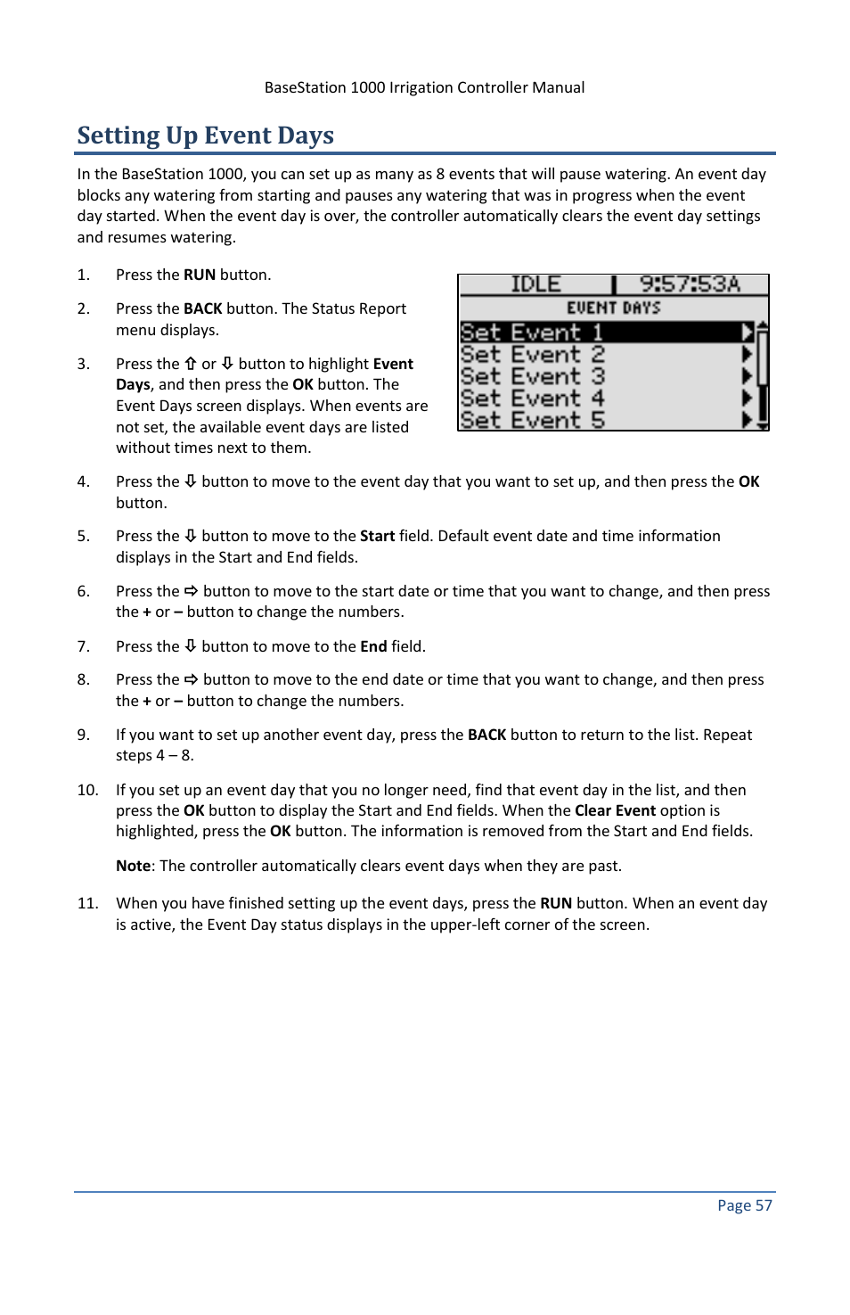 Setting up event days | Baseline Systems BaseStation 1000 User Manual | Page 63 / 122