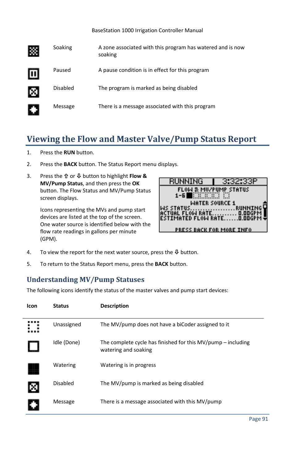 Understanding mv/pump statuses | Baseline Systems BaseStation 1000 User Manual | Page 97 / 122