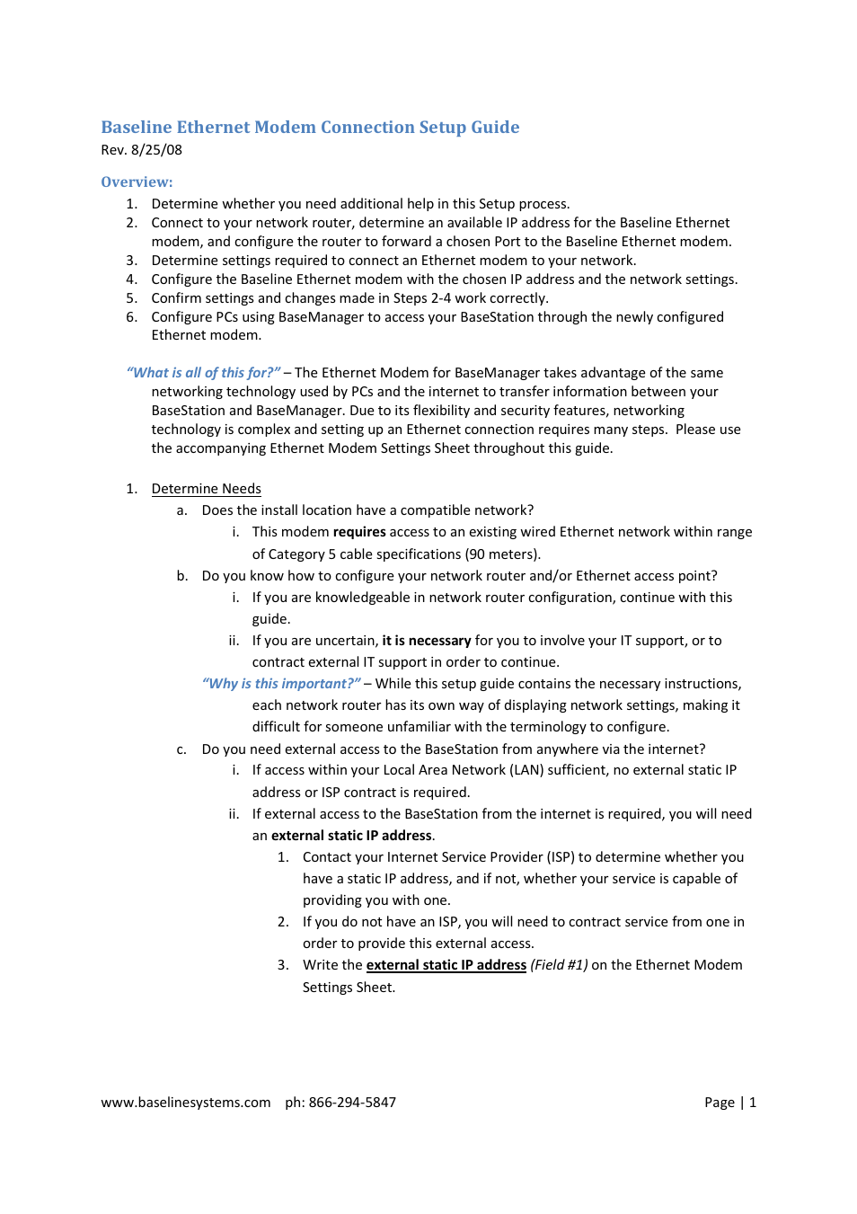 Baseline Systems BaseStation 3200 User Manual | 9 pages