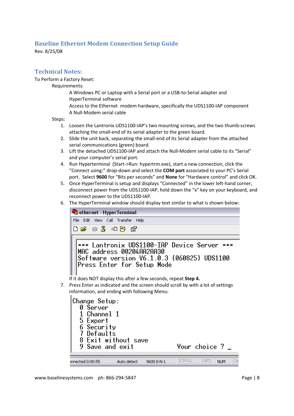 Baseline Systems BaseStation 3200 User Manual | Page 8 / 9