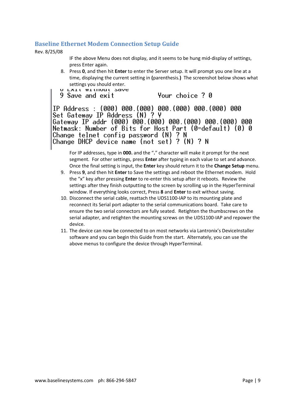 Baseline Systems BaseStation 3200 User Manual | Page 9 / 9