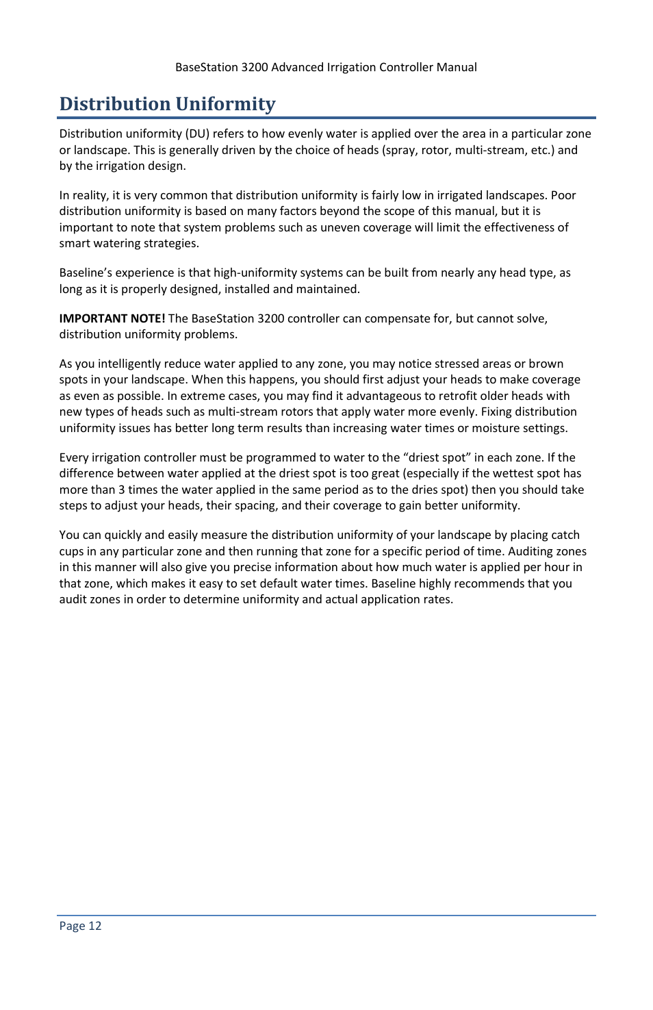 Distribution uniformity | Baseline Systems BaseStation 3200 V12 User Manual | Page 18 / 122
