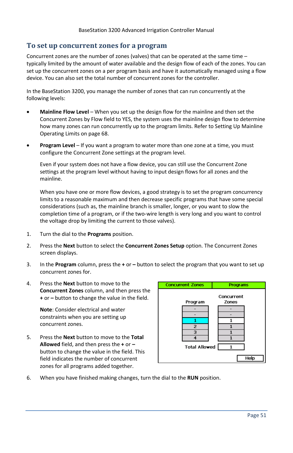 To set up concurrent zones for a program | Baseline Systems BaseStation 3200 V12 User Manual | Page 57 / 122