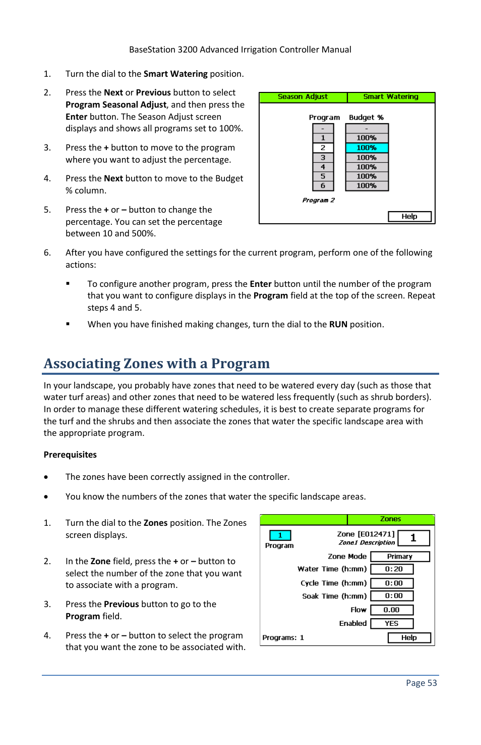 Associating zones with a program | Baseline Systems BaseStation 3200 V12 User Manual | Page 59 / 122