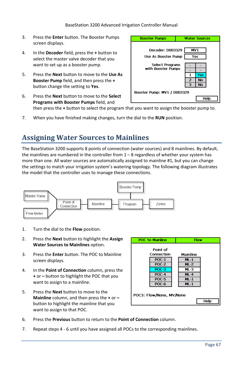 Assigning water sources to mainlines | Baseline Systems BaseStation 3200 V12 User Manual | Page 73 / 122