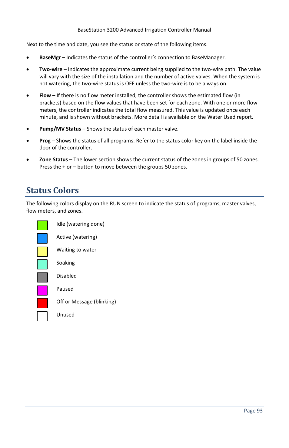 Status colors | Baseline Systems BaseStation 3200 V12 User Manual | Page 99 / 122