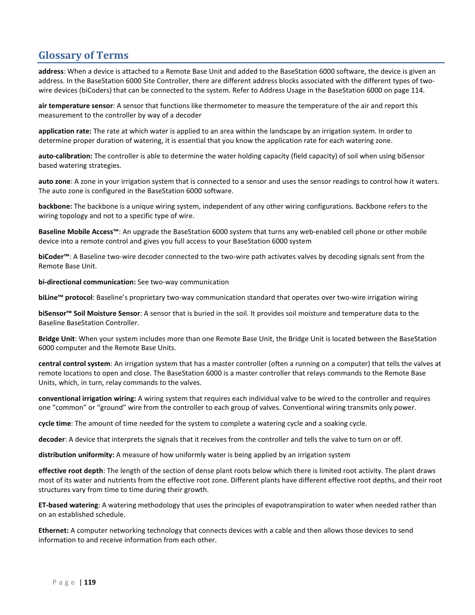 Glossary of terms | Baseline Systems BaseStation 6000 User Manual | Page 127 / 131