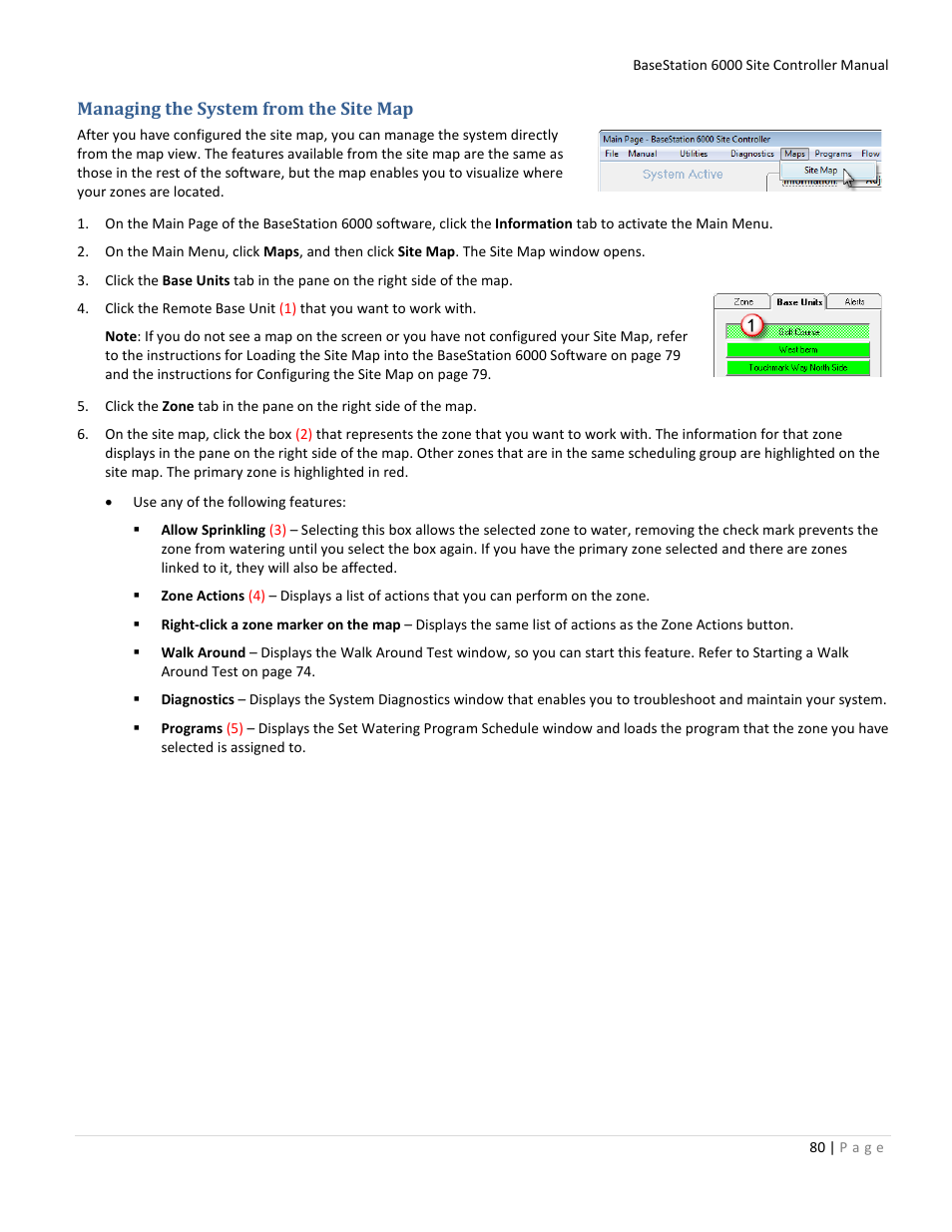 Managing the system from the site map | Baseline Systems BaseStation 6000 User Manual | Page 88 / 131