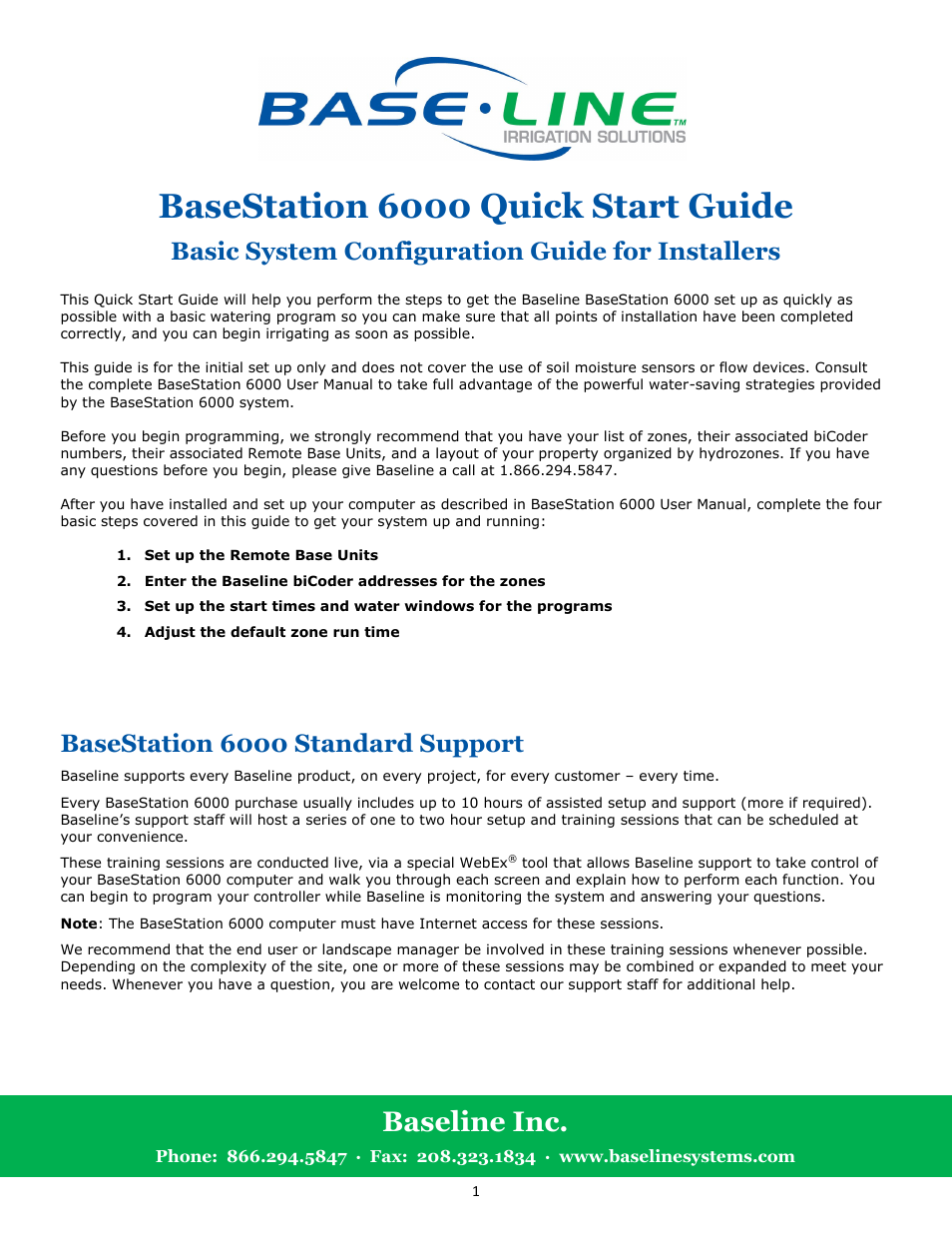 Baseline Systems BaseStation 6000 User Manual | 11 pages