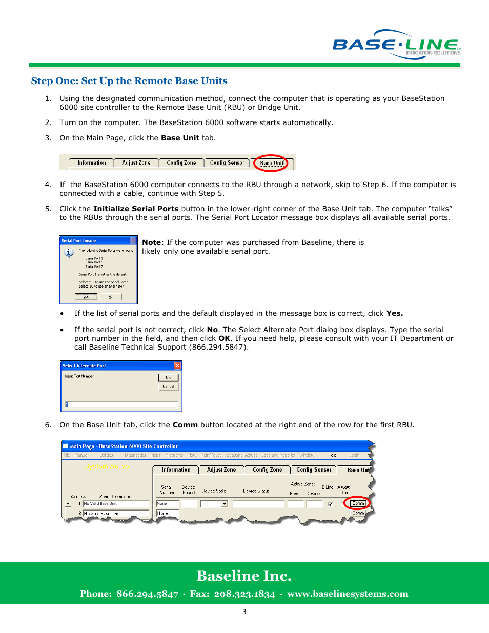 Baseline inc | Baseline Systems BaseStation 6000 User Manual | Page 3 / 11