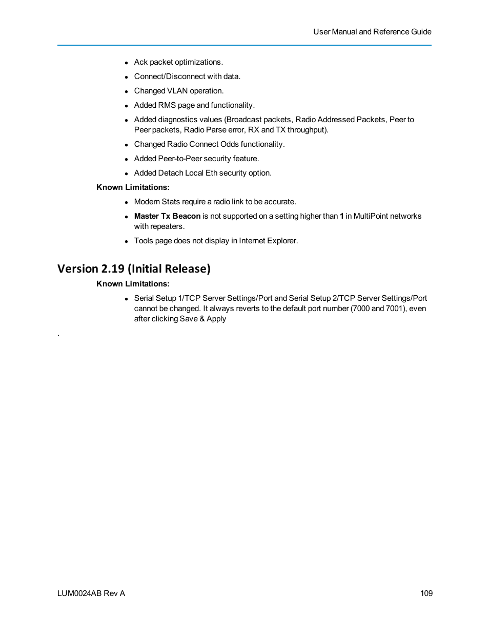 Version 2.19 (initial release) | Baseline Systems FreeWave Ethernet Radio User Manual | Page 125 / 160