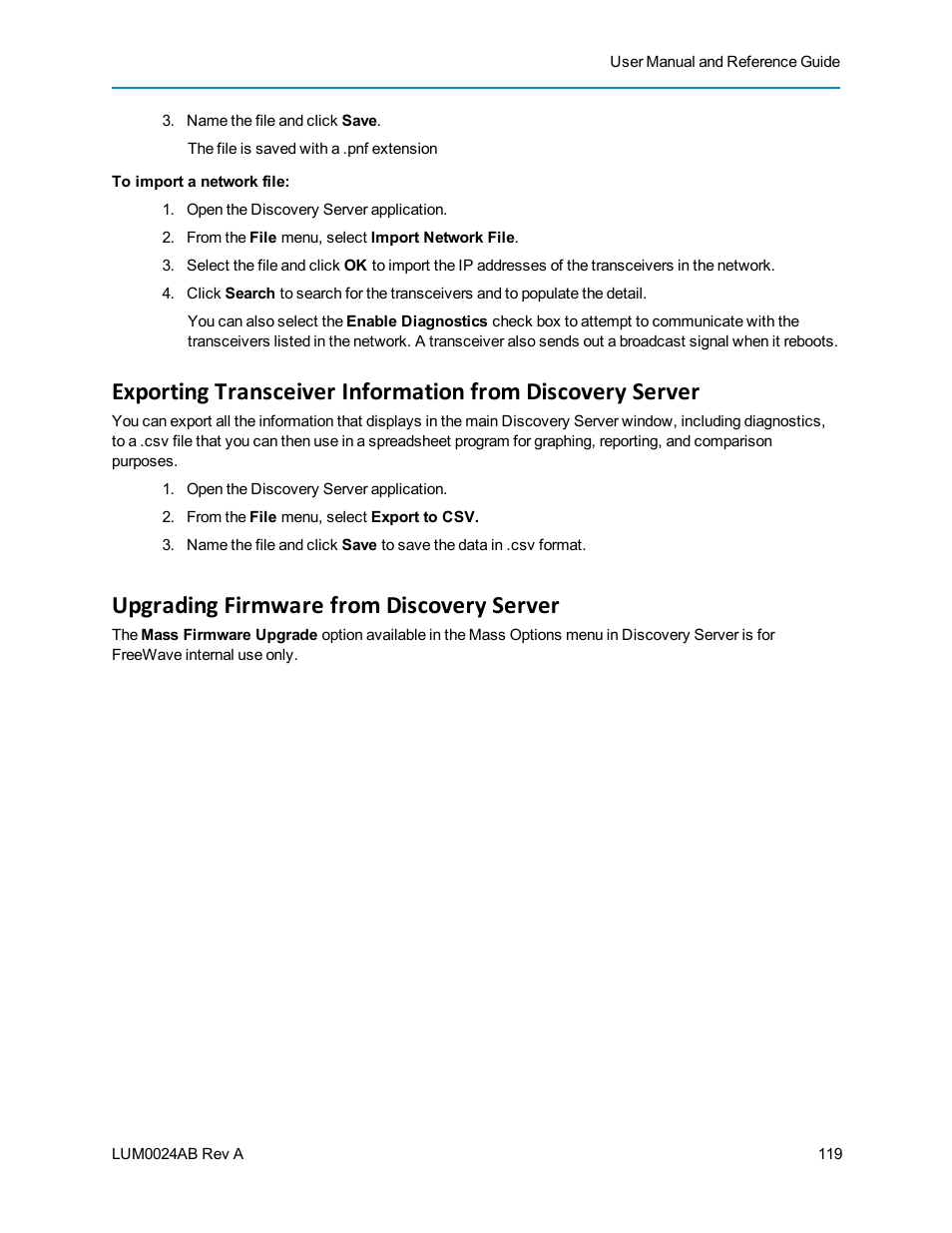 Upgrading firmware from discovery server | Baseline Systems FreeWave Ethernet Radio User Manual | Page 135 / 160