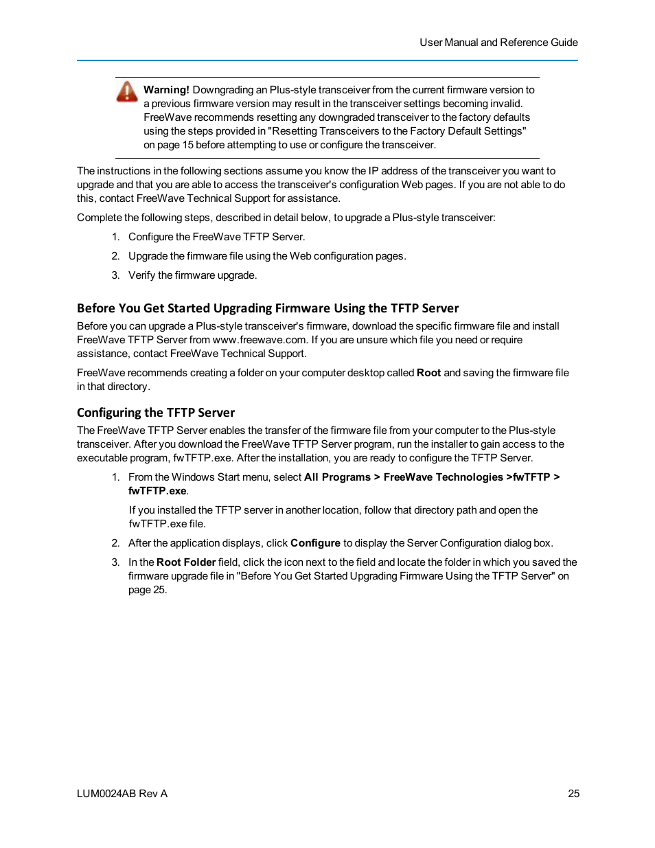 Configuring the tftp server | Baseline Systems FreeWave Ethernet Radio User Manual | Page 41 / 160