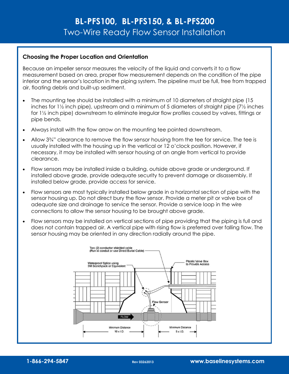Two-wire ready flow sensor installation | Baseline Systems BL-PFS200 Flow Sensor User Manual | Page 2 / 3